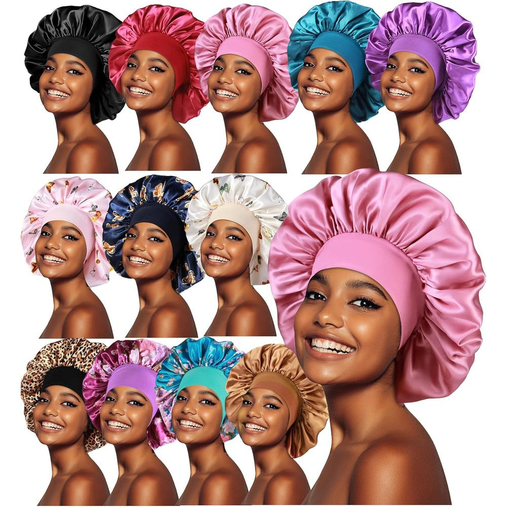 Inprog large satin bonnets set for sleeping front view