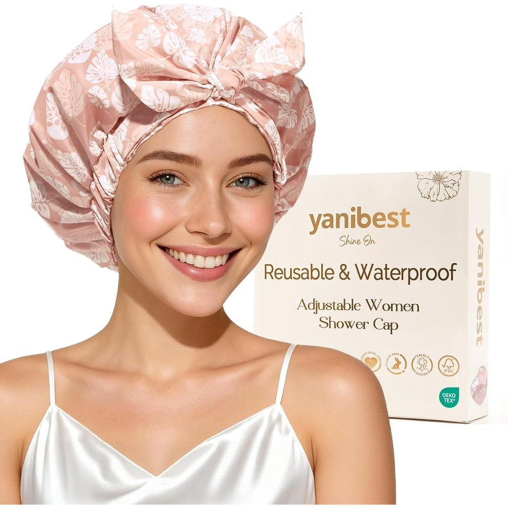 Yanibest floral shower cap front view for women