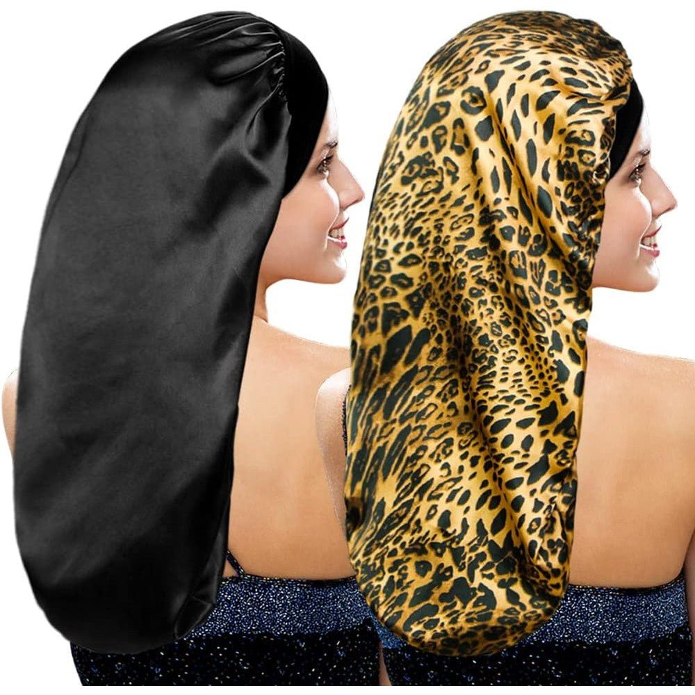 Yohitop long silky satin sleep bonnet front view