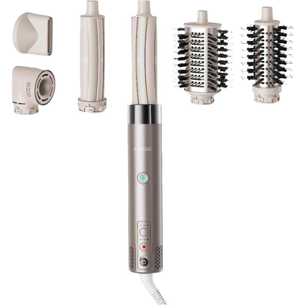 KAUGIC 6 in 1 hot air hair styler dryer champagne gold front view