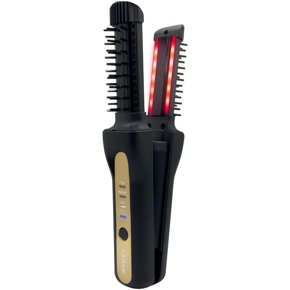 YA-MAN SPA Styler Cordless Volume and Smooth hybrid hot brush showing front profile view for premium hair styling.