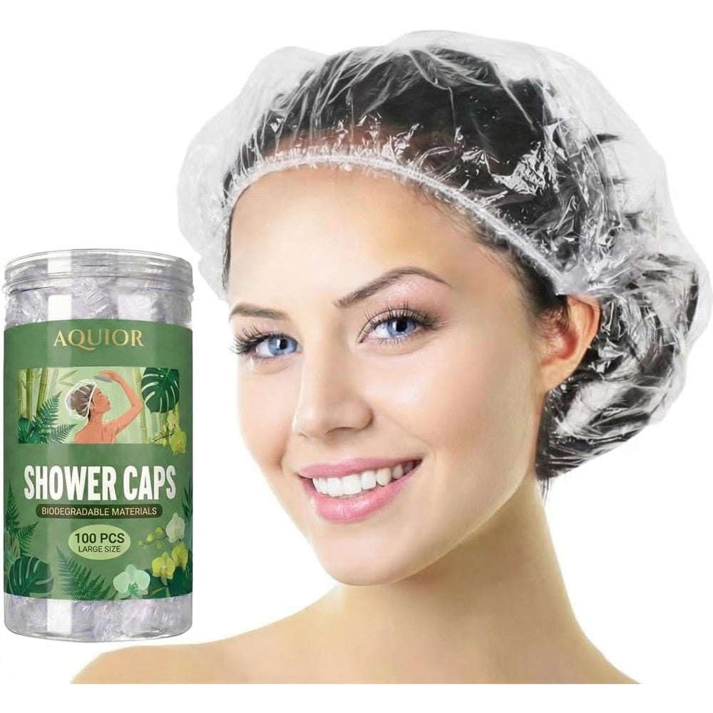 Aquior disposable shower caps 100 pack front view