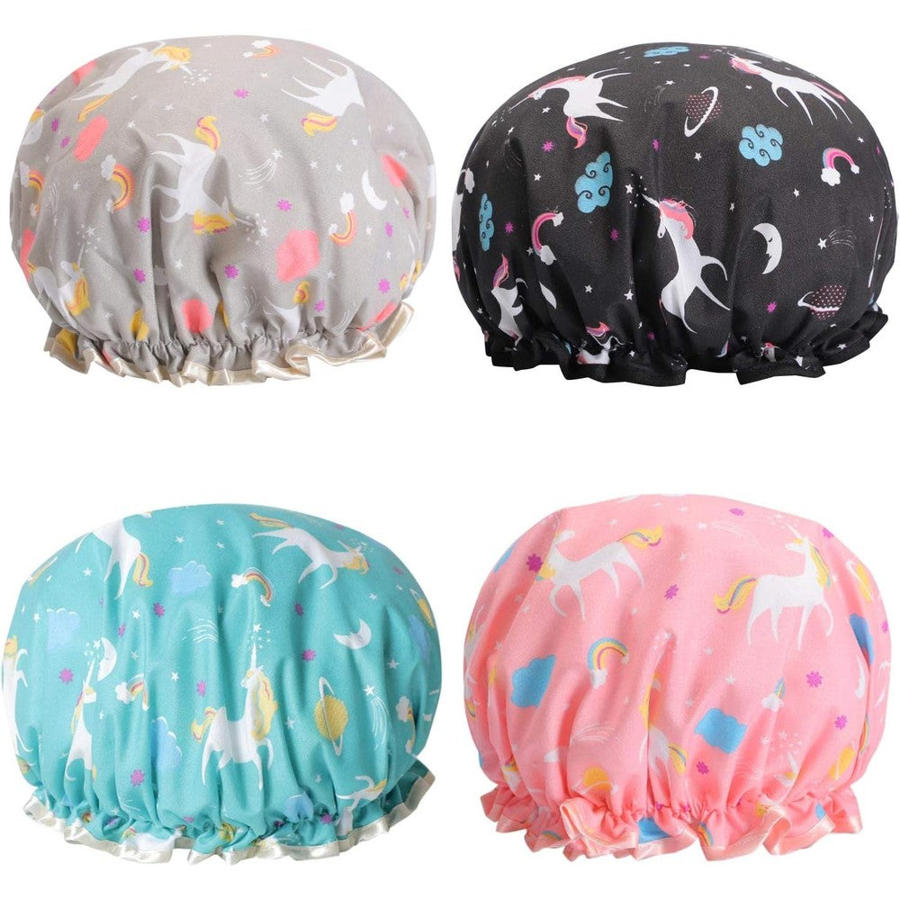 Tbestmax Unicorn Shower Caps front view showing colorful unicorn pattern