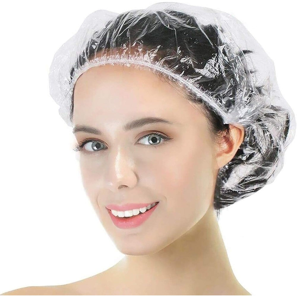 Years Calm disposable shower caps front view clear plastic