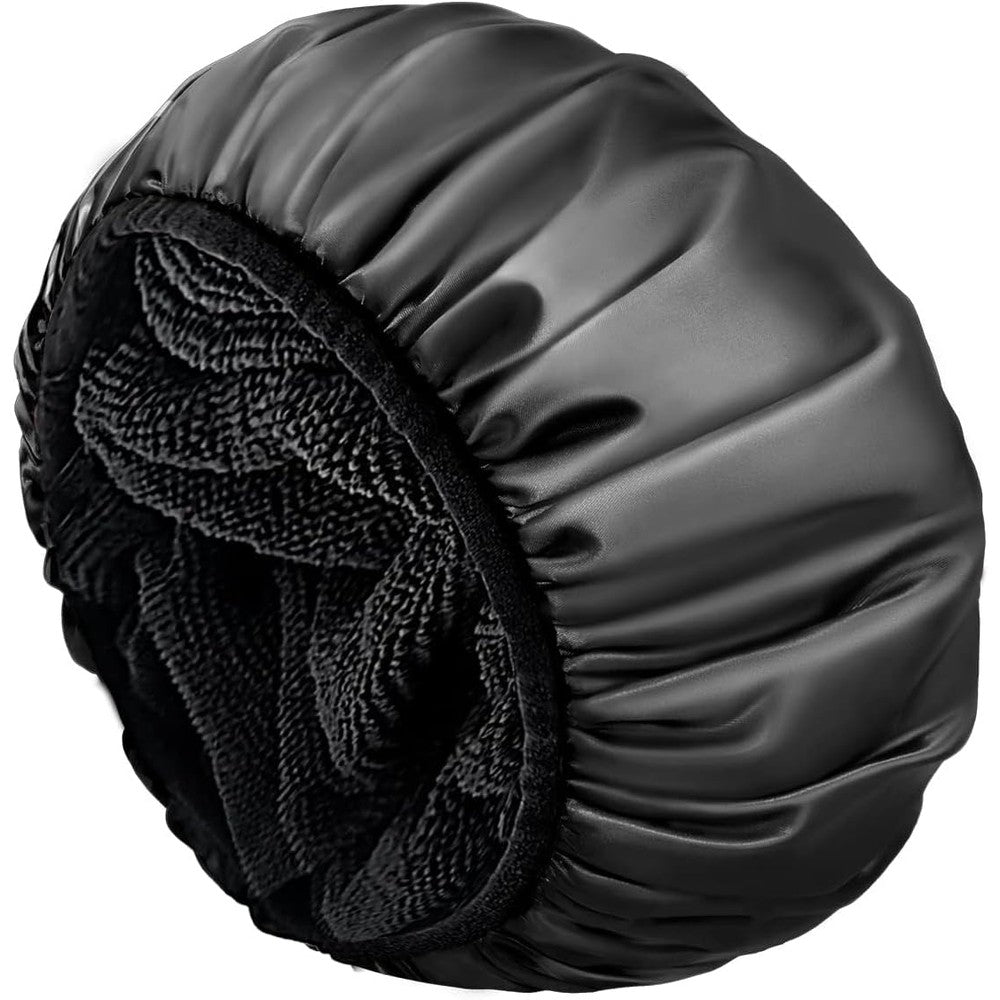 Jvjteem Aquior black triple layer shower cap front view