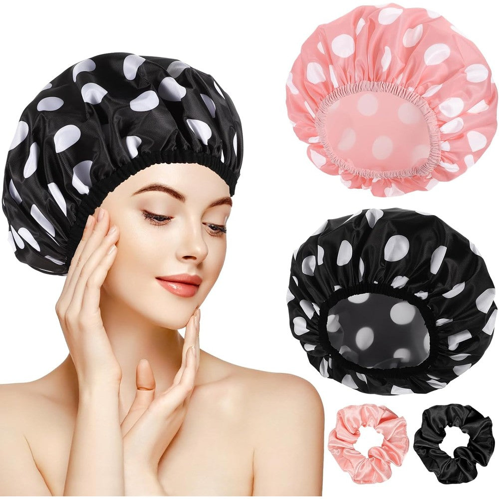Wsicse large waterproof shower caps 2 pack front view