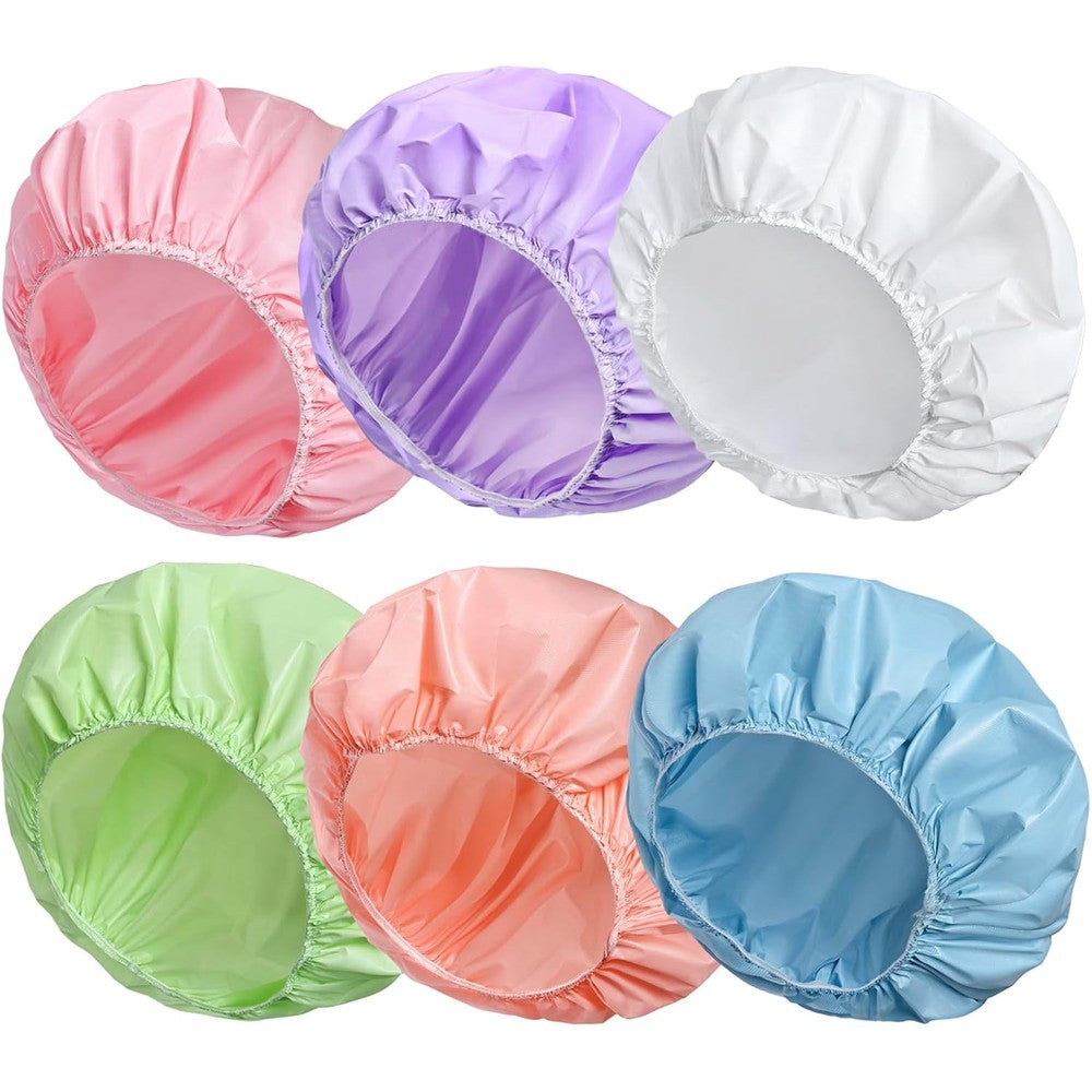 Chfong 6 pieces shower caps for women front view