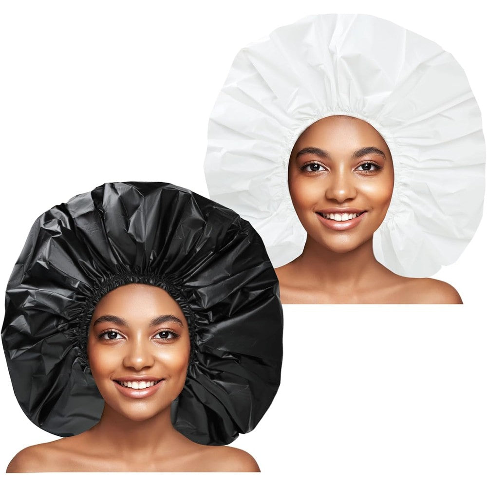 Chfong Super Jumbo Waterproof Shower Cap 2 Pack front view