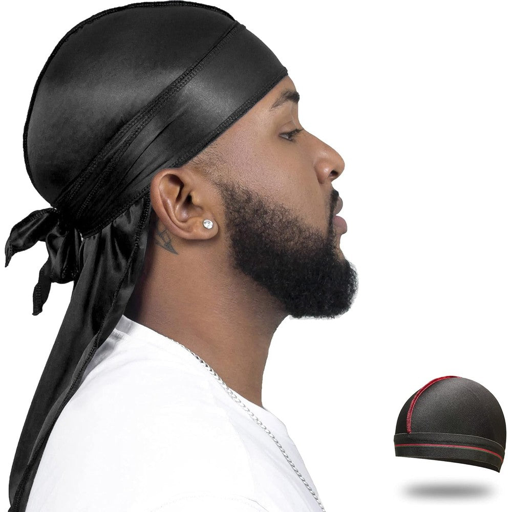 ForceWave silky durag and wave cap set front view for men