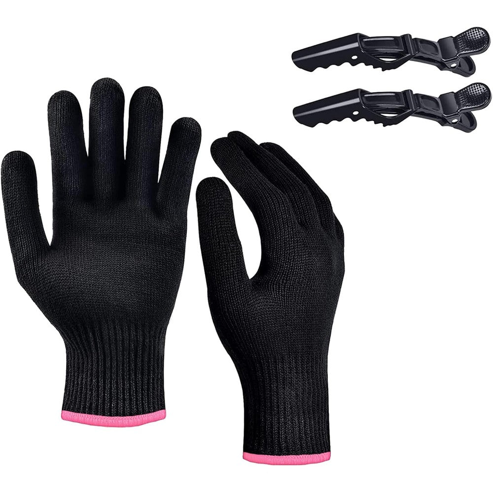 ARRITZ professional heat resistant gloves for hair styling front view showing pink trim