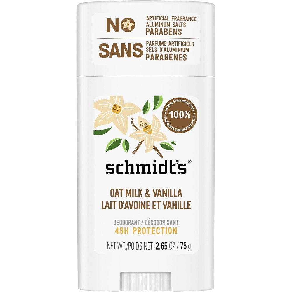 Schmidt's Vanilla and Oat Milk natural deodorant stick front view