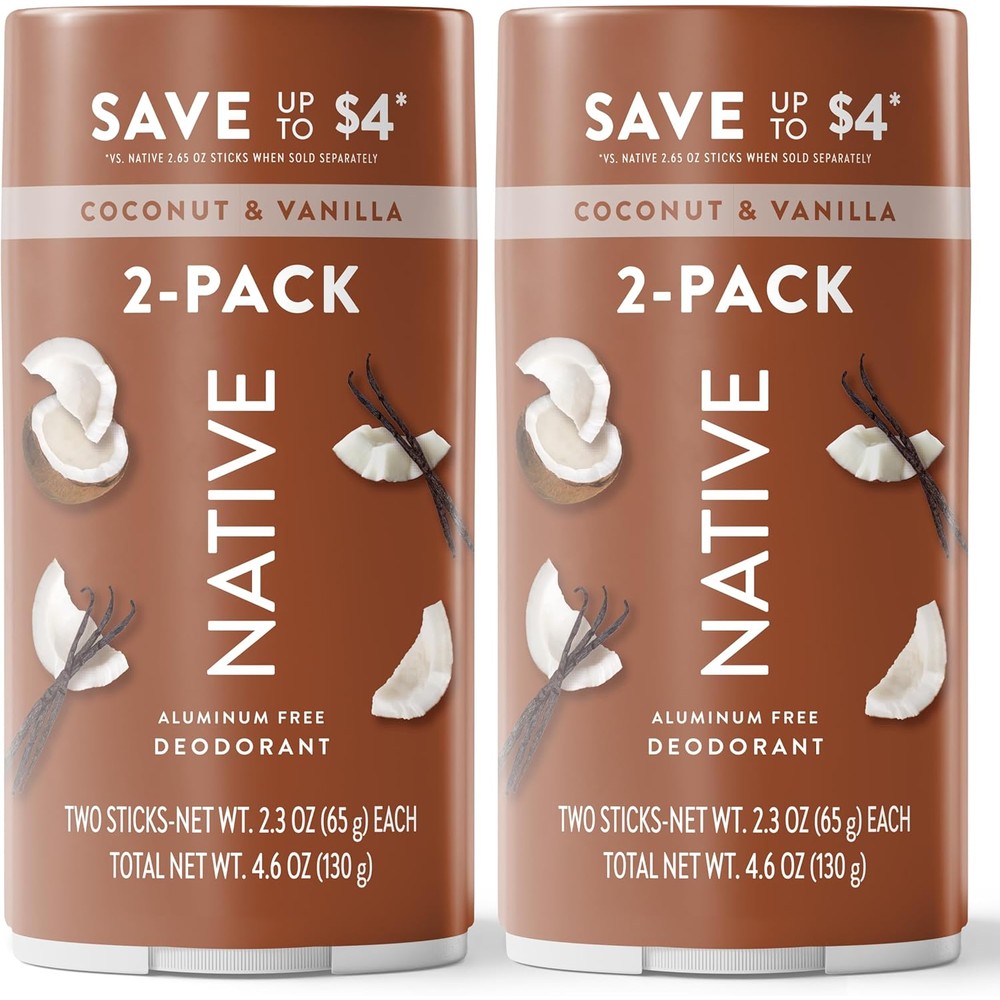Native Coconut and Vanilla deodorant twin pack front view