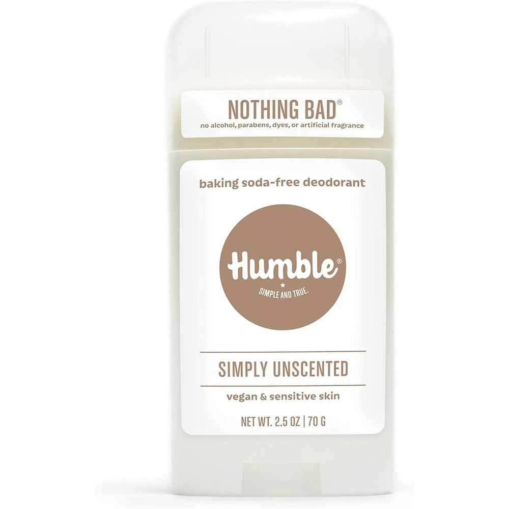 Humble Brands aluminum free deodorant simply unscented stick front view