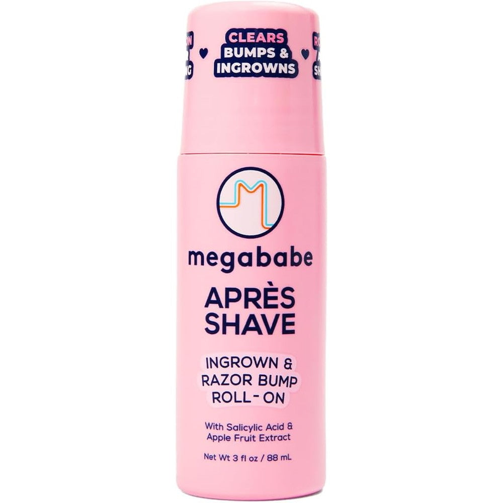 Megababe Après Shave post-shave roll-on treatment front view for razor bumps