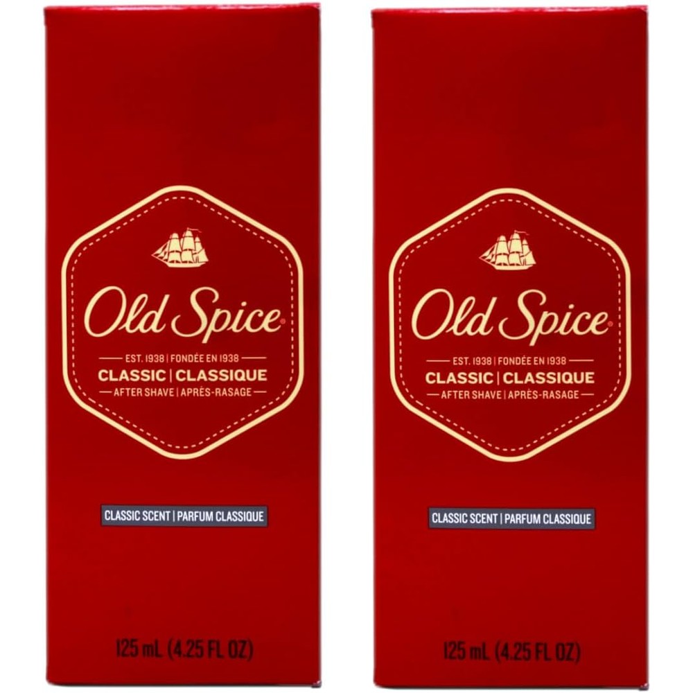 Old Spice Classic After Shave two pack front view on red background