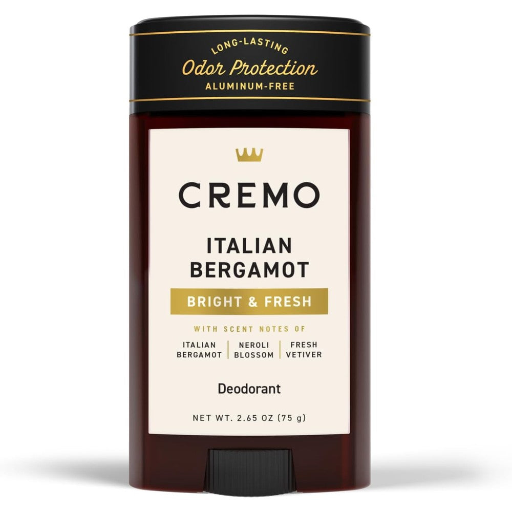 Cremo Italian Bergamot Aluminum Free Deodorant for Men 2.65 Ounce stick