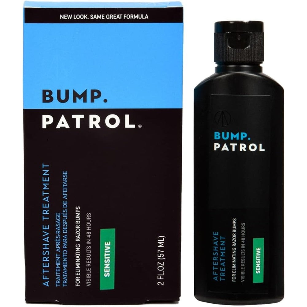 Bump Patrol Sensitive Strength Aftershave Formula 2 Ounce front view bottle for razor bumps.