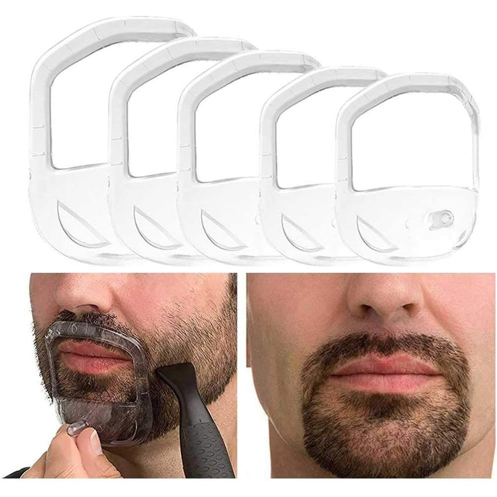 RIMOL beard shaper grooming tool set front view showing five transparent plastic templates