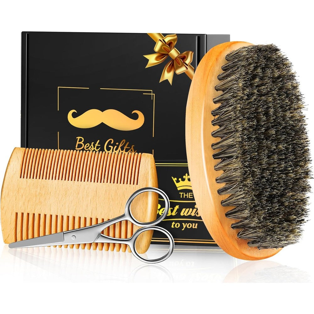 Futricy premium beard grooming travel kit front view showing black and gold presentation box