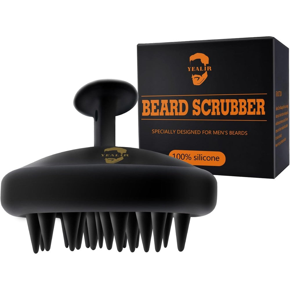 YEALIR Silicone Beard Scrubber front view showing soft exfoliating bristles for men