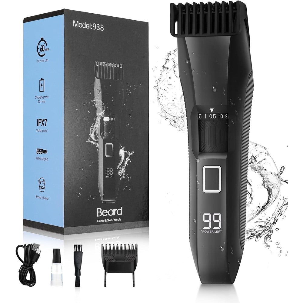Beatslm professional beard trimmer front view with LED display