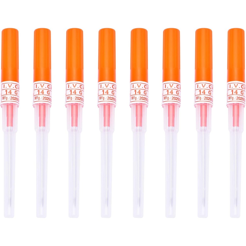 Judero DJCIW 14 Gauge Catheter Piercing Needles front view showing sterile packaging