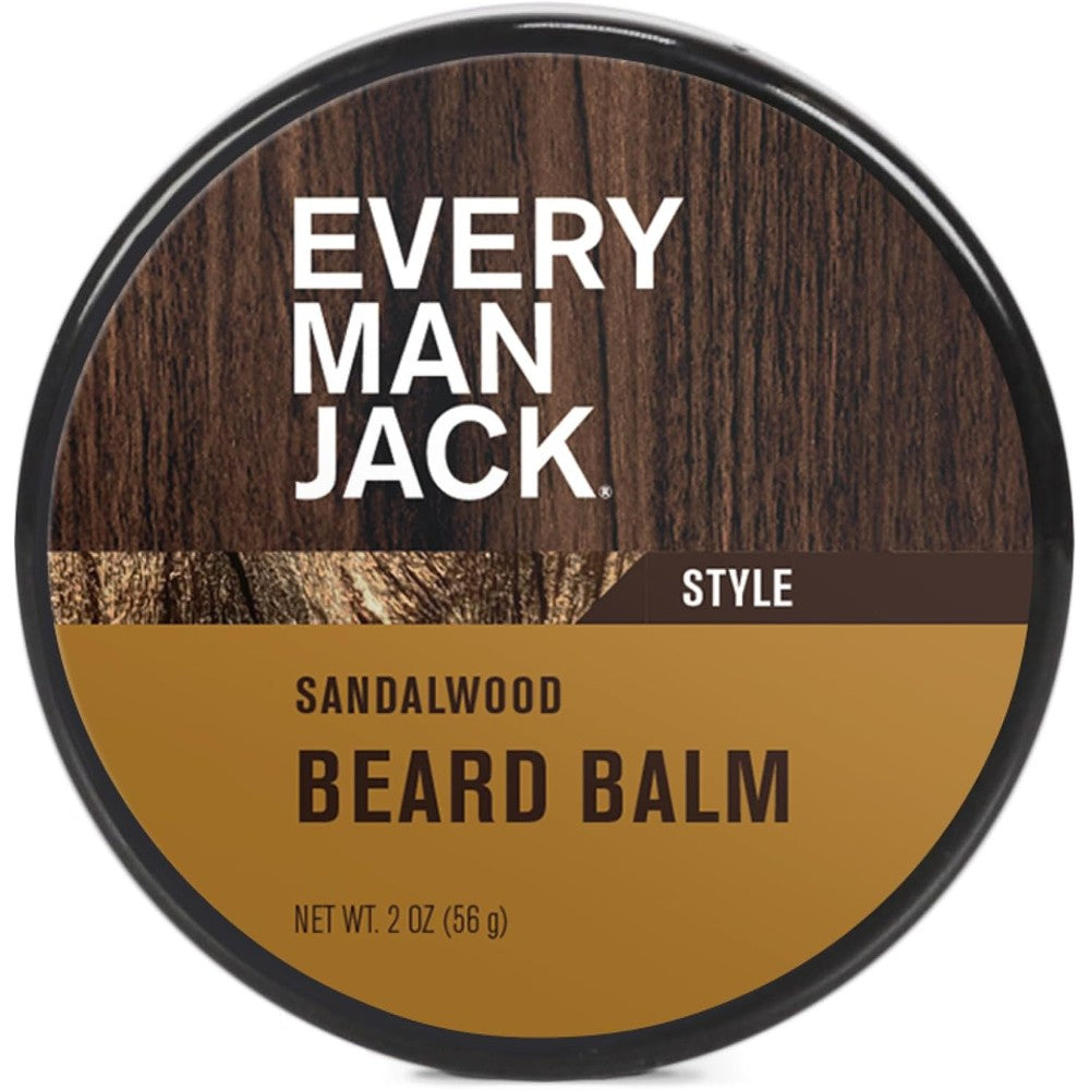 Every Man Jack Sandalwood Beard Balm front view jar for men grooming
