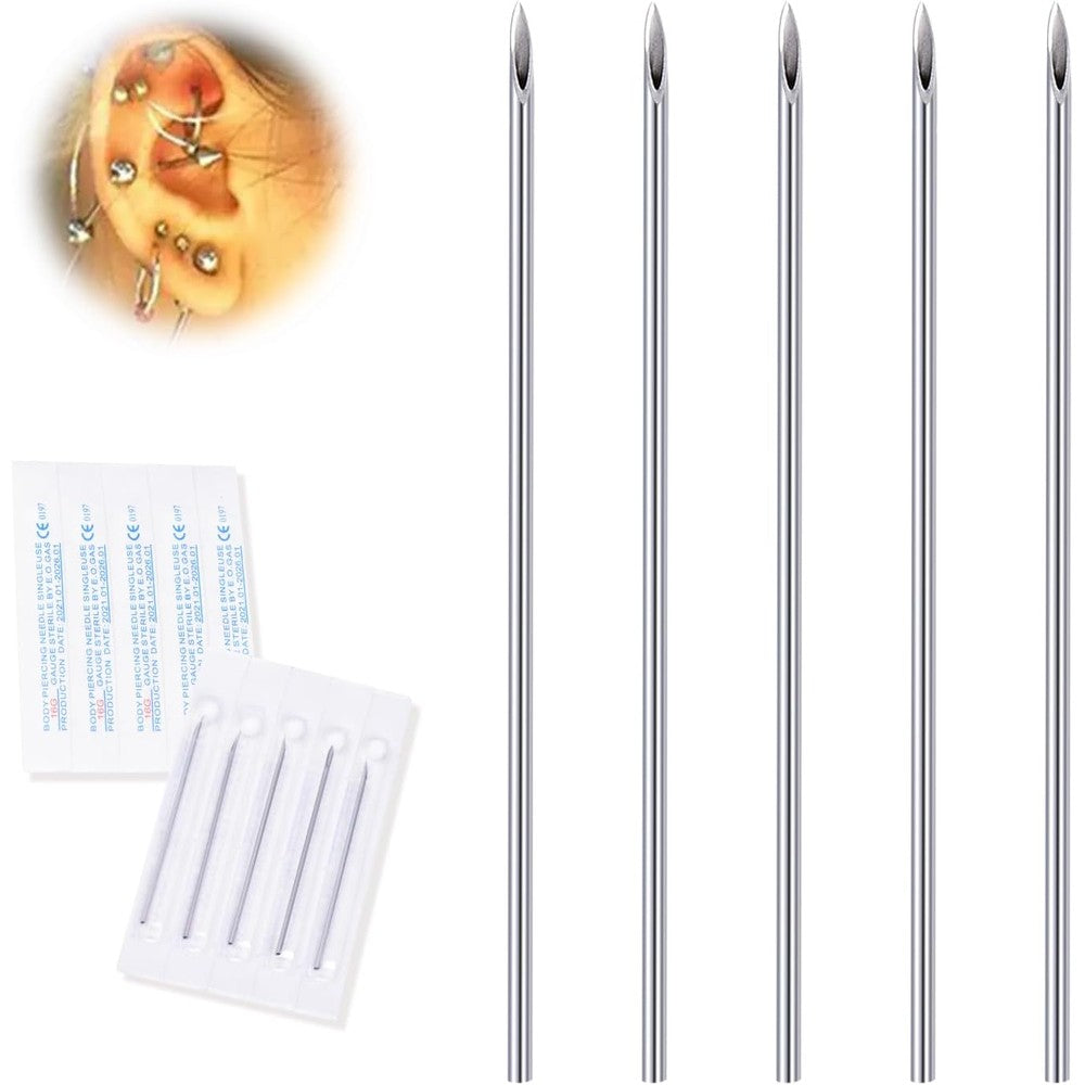DJCIW 20G body piercing needles front view showing sterile packaging