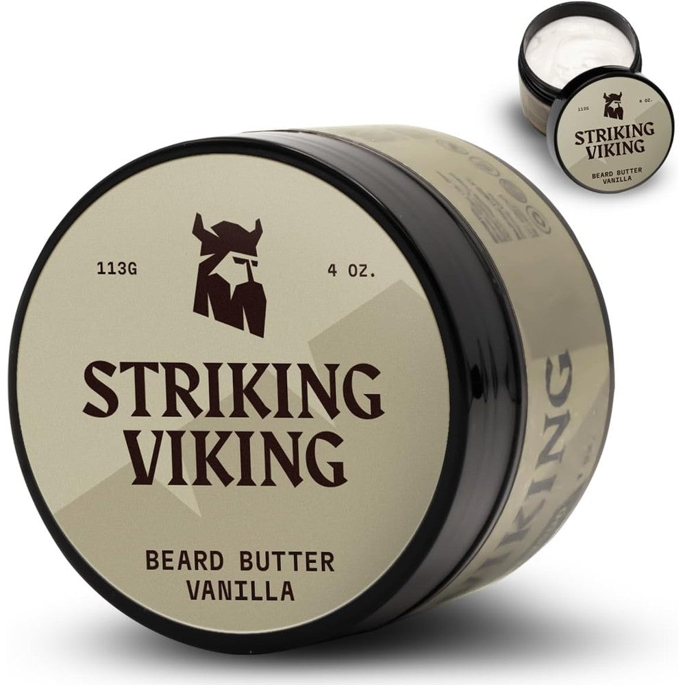 Striking Viking Beard Butter Vanilla 4 ounce jar front view