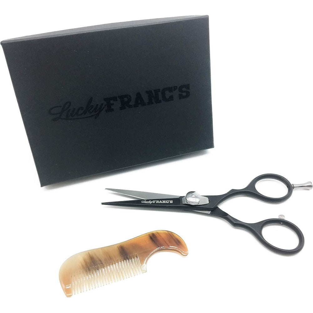 Lucky Franc's Beard and Mustache Grooming Kit front view showcasing the premium gift box.
