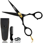 HB DOT Professional Beard and Mustache Scissors front view with matte black finish