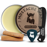 Striking Viking mustache wax 2 ounce tin with sandalwood scent front view