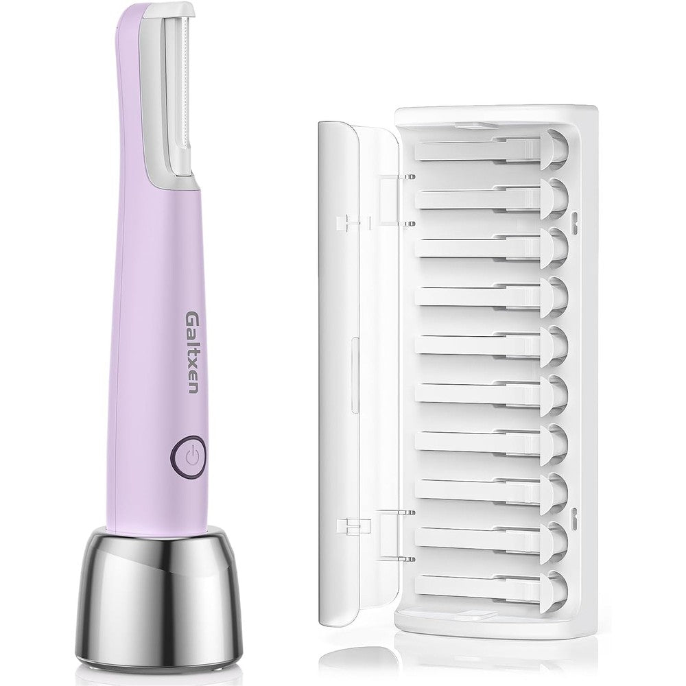 Sonic Dermaplaning Tool for Women, Rechargeable Face Dermaplane Razor Sonic Edge Technology for Facial Hair, Exfoliating and Peach Fuzz, 10 Refill Blades Purple