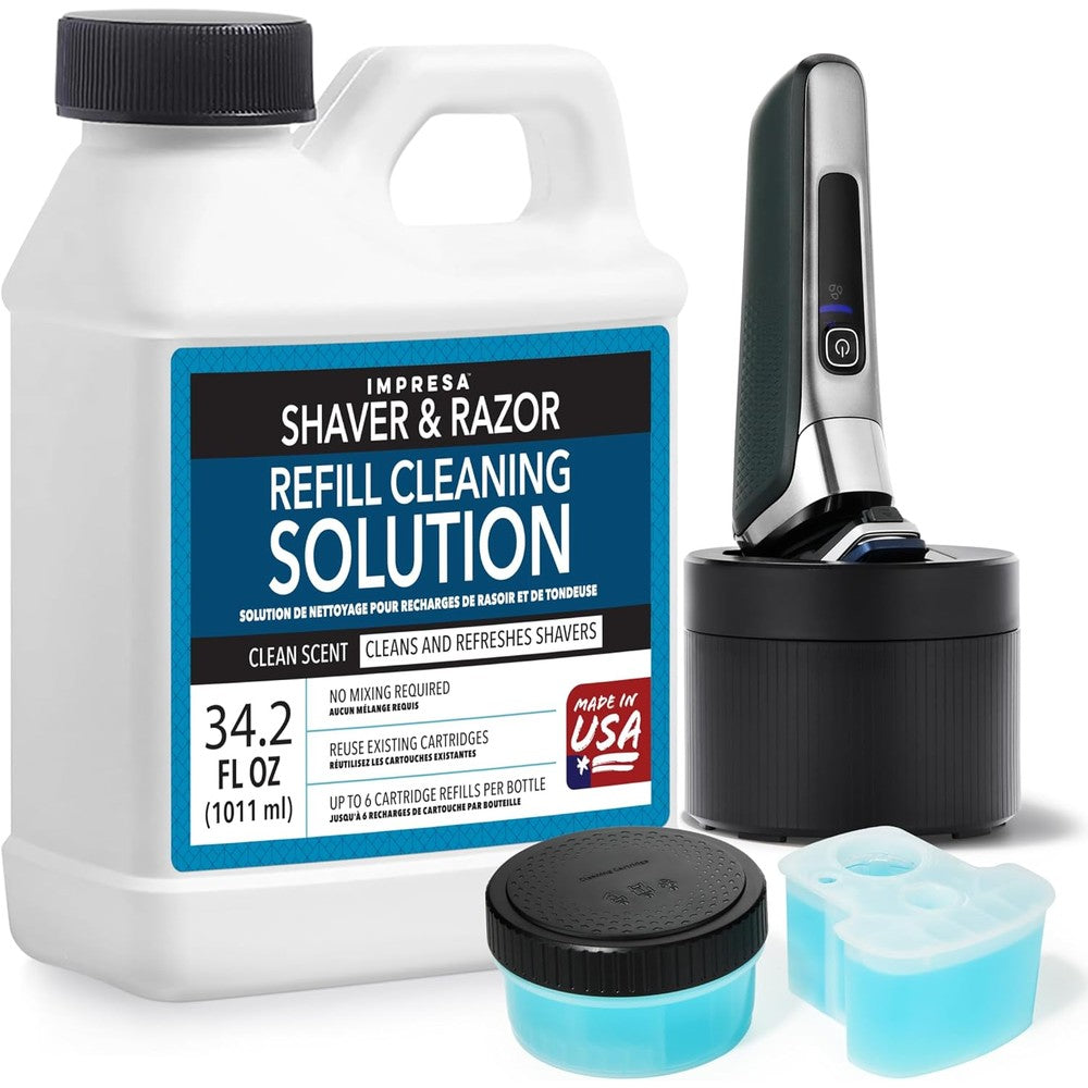 Impresa electric razor cleaning solution front view bottle