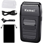 Kemei KM-1102 reciprocating cordless electric razor front view