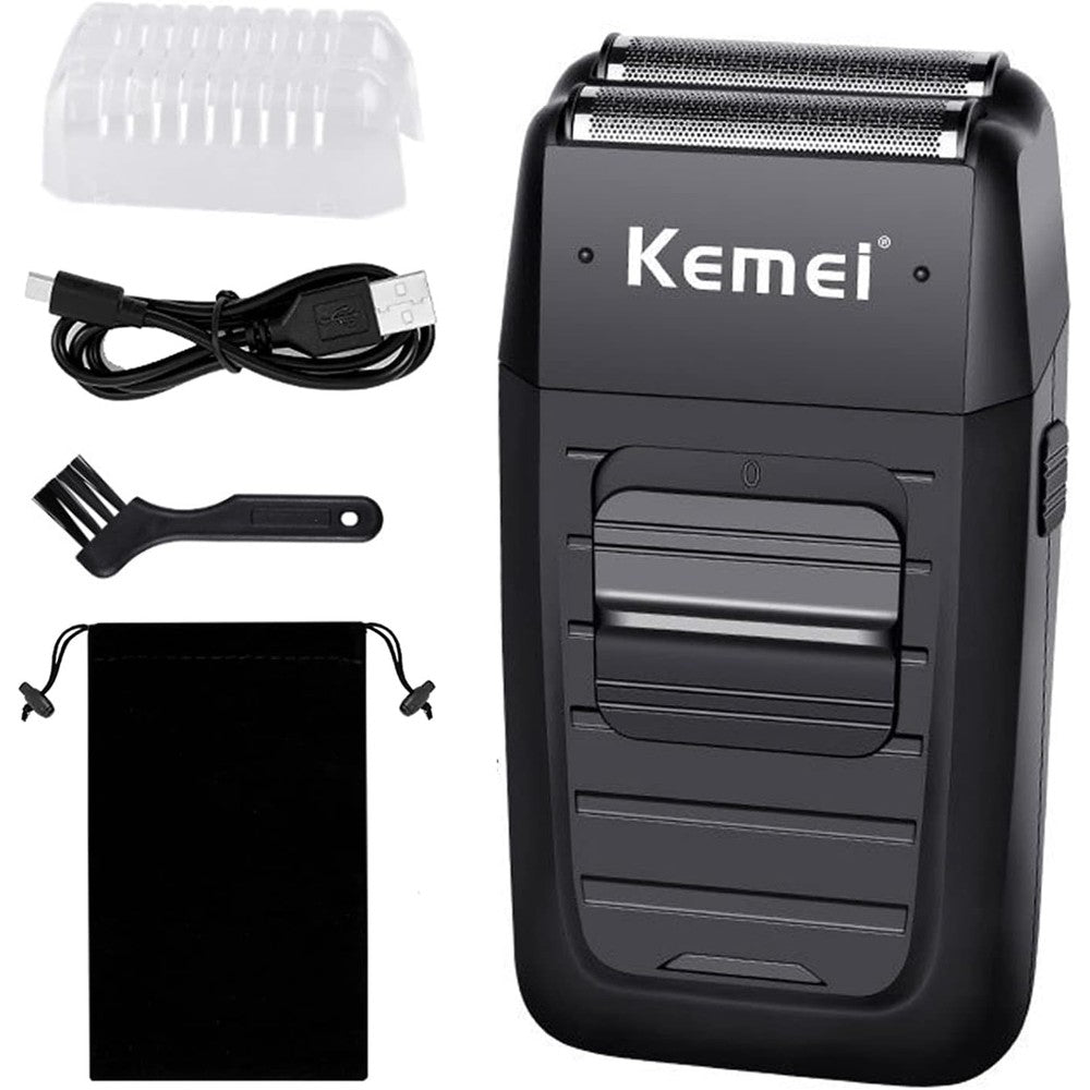 Kemei KM-1102 reciprocating cordless electric razor front view