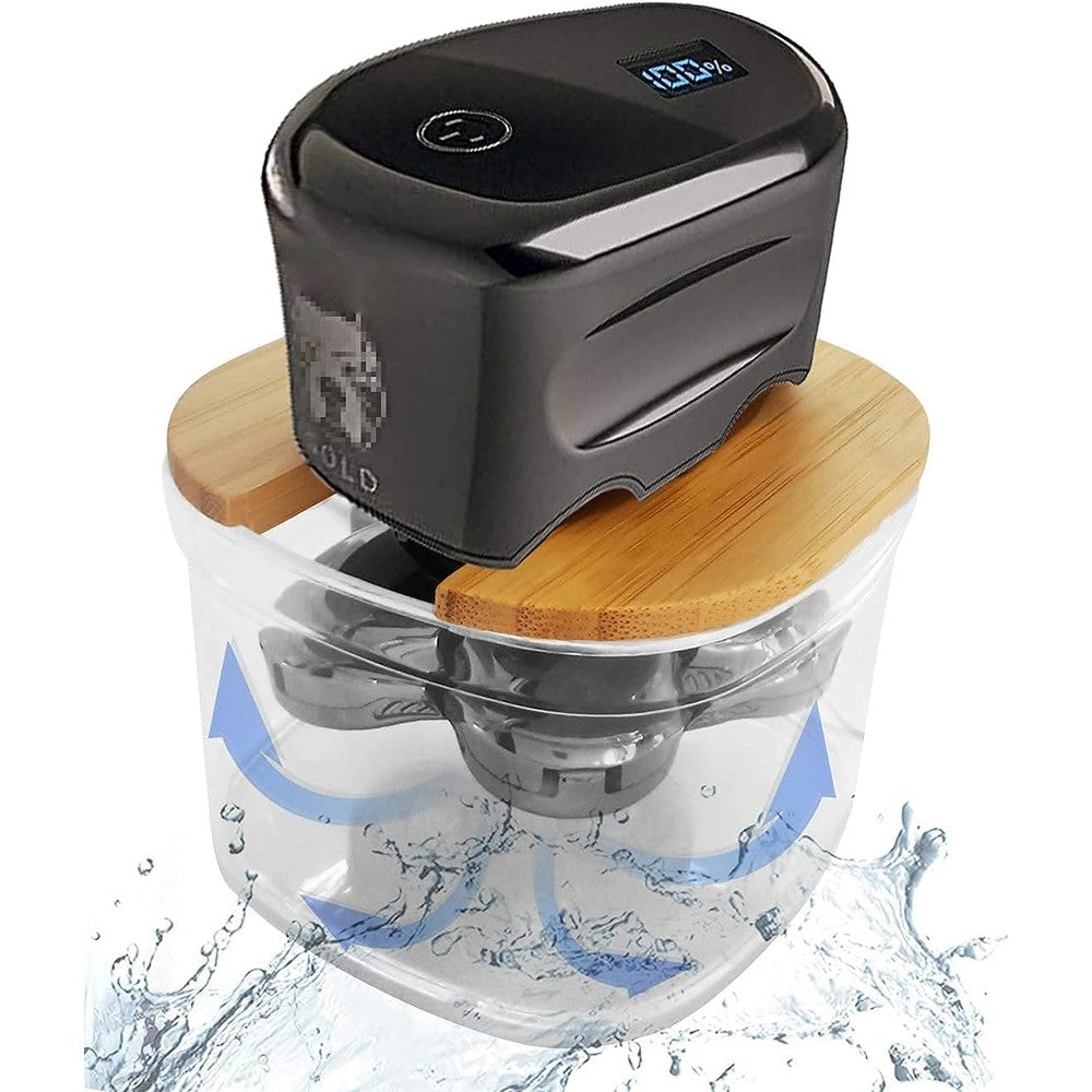 FitSan bamboo shaver rinse stand front view for electric shavers
