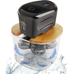 FitSan bamboo shaver rinse stand front view for electric shavers