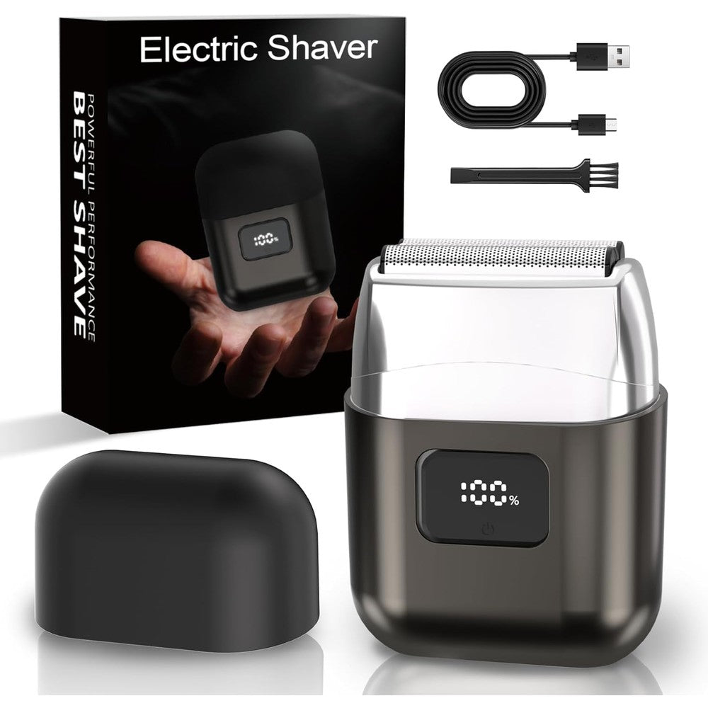 Yoxspd mini electric foil shaver front view with LED display