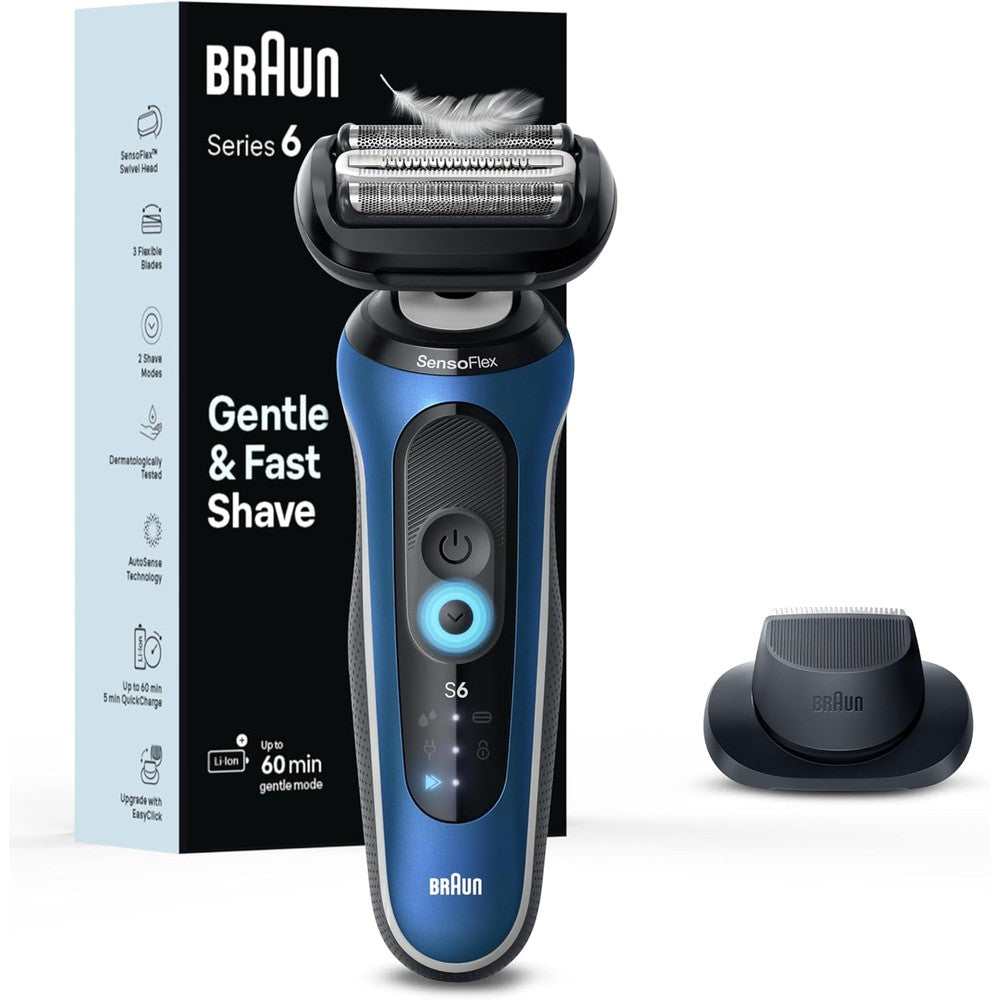 Braun Series 6 6120s electric shaver front view blue