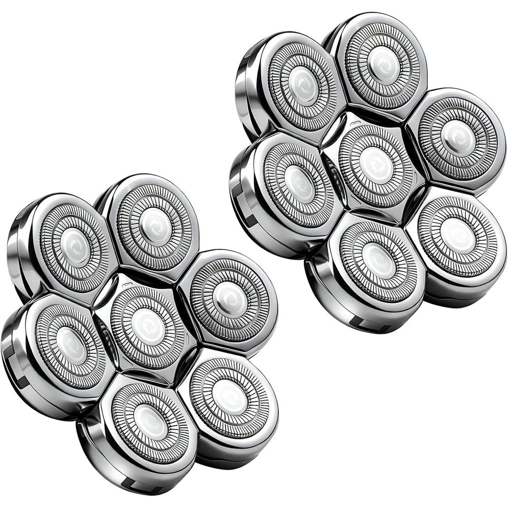 Sjpzwcrl 7 head shaver replacement heads front view showing seven silver rotary blades