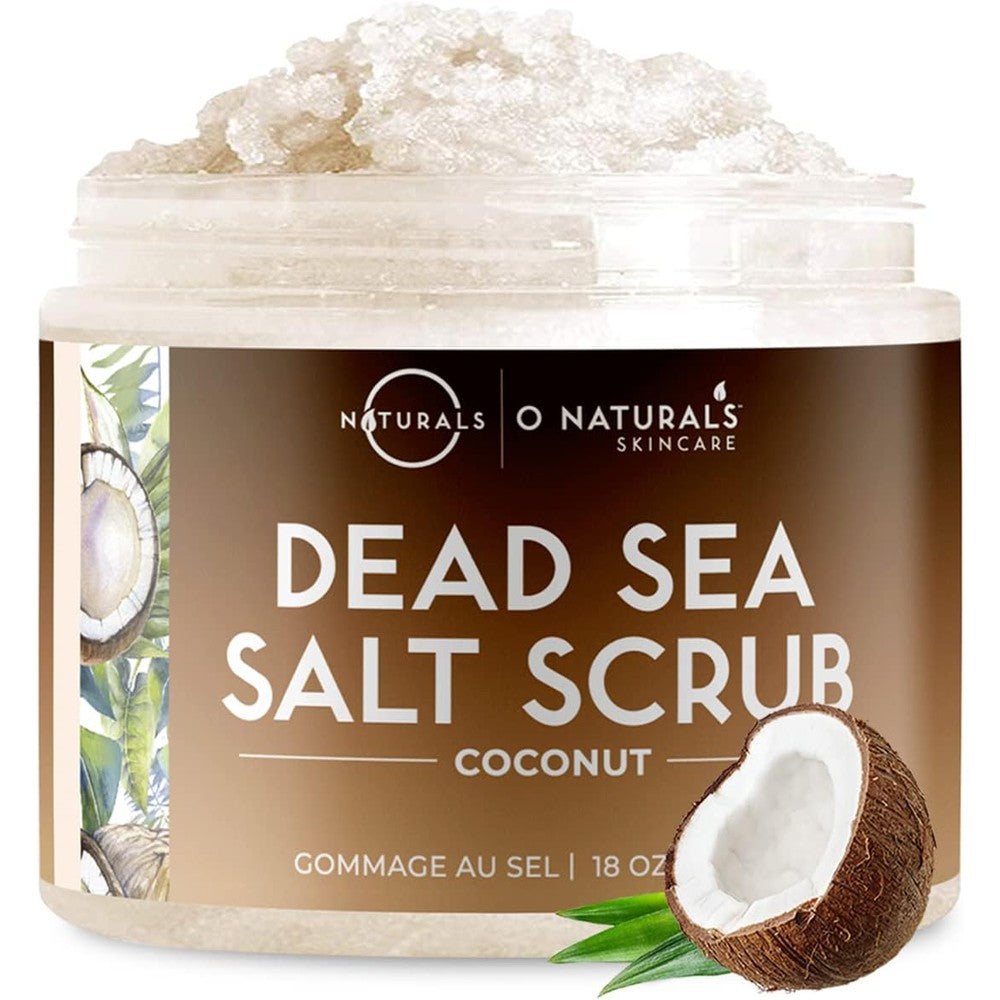 O Naturals Exfoliating Coconut Oil And Dead Sea Salt Deep Cleansing Face And Body Scrub 18 Ounce