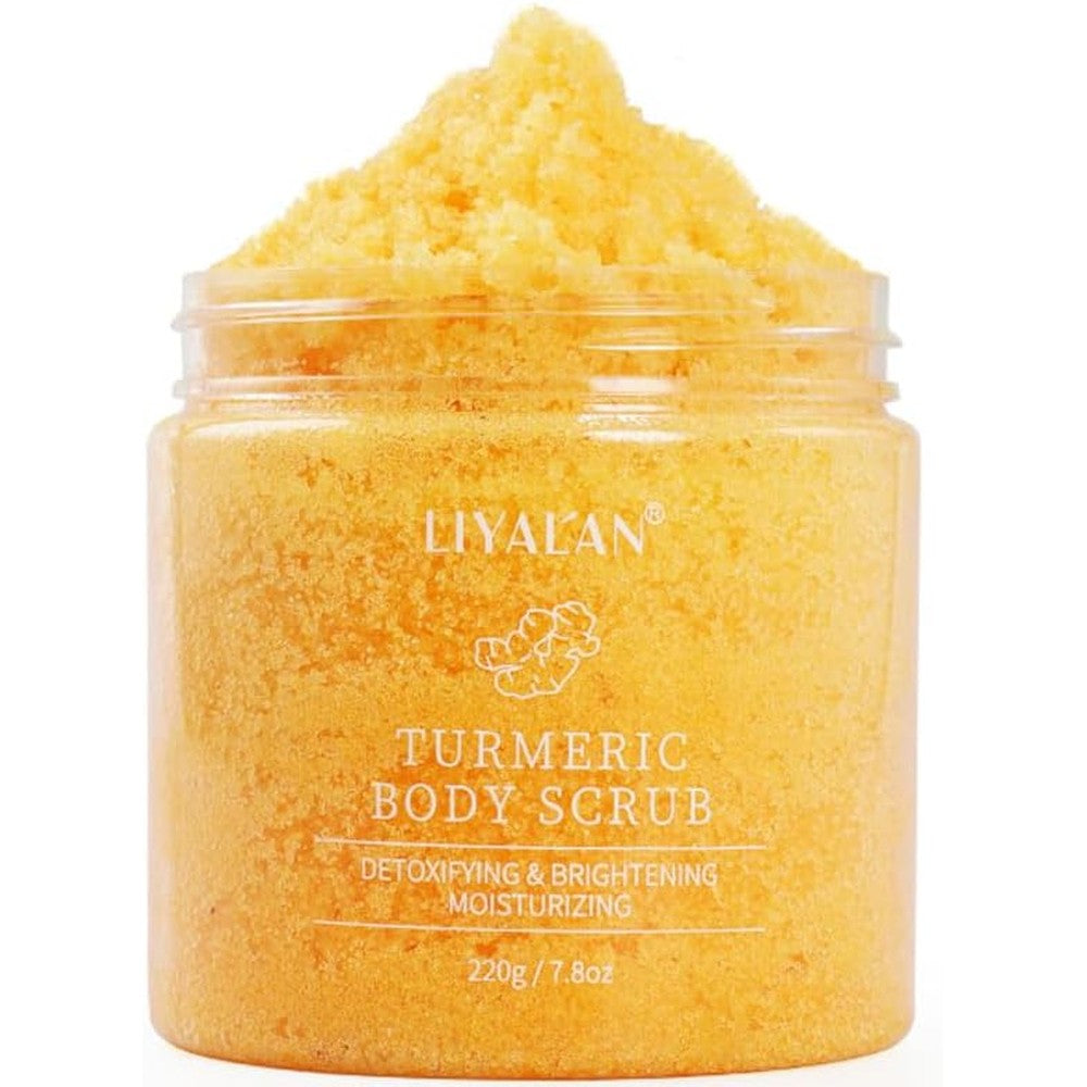 Liyalan Turmeric Body Scrub Moisturizing And Exfoliating For Face Hand Foot And Body Deep Cleansing Treatment 7.8 Ounces
