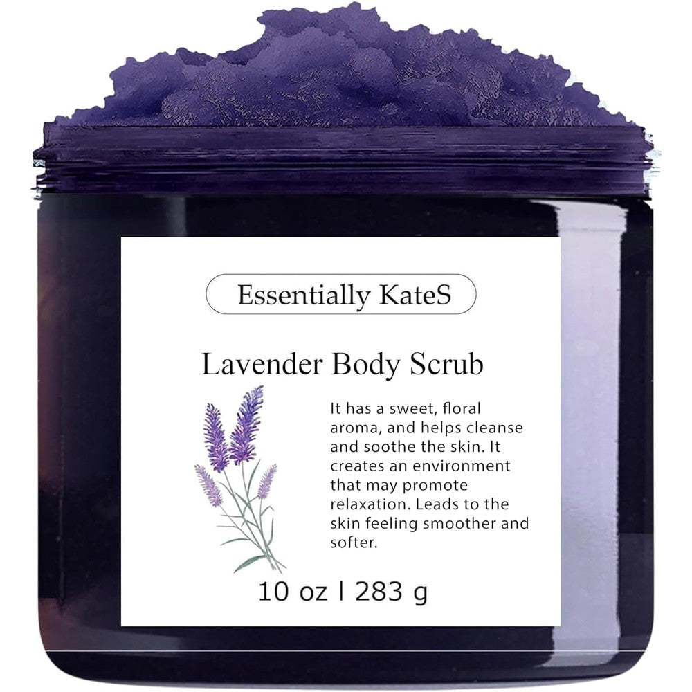 Essentially KateS Lavender Salt Body And Foot Scrub Natural Exfoliating Dead Sea Salt Treatment With Shea Butter And Coconut Oil 10 Ounce