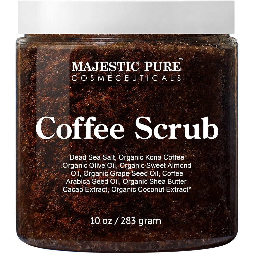 Majestic Pure Arabica Coffee Scrub All Natural Exfoliating Body Scrub For Skin Care And Reducing Appearance Of Cellulite And Stretch Marks 10 Ounces