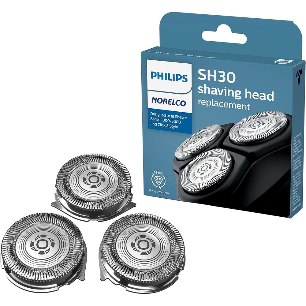 Philips Norelco SH30 52 replacement shaving heads front view packaging for electric shavers