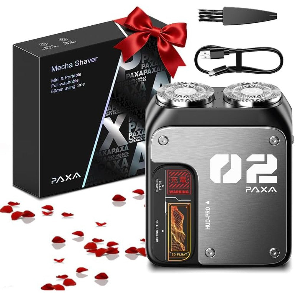 Paxa Mini Electric Shaver For Men 9000 Rpm Magnetic Dual Head Rotary Pocket Razor For Face Waterproof Wet And Dry Usb C Rechargeable Gray - Image 1