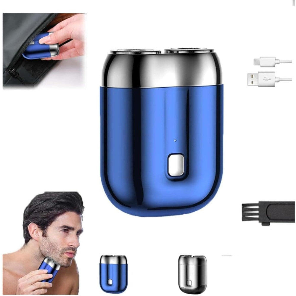Douniu Mini Dual-Head Electric Shaver in Blue front view