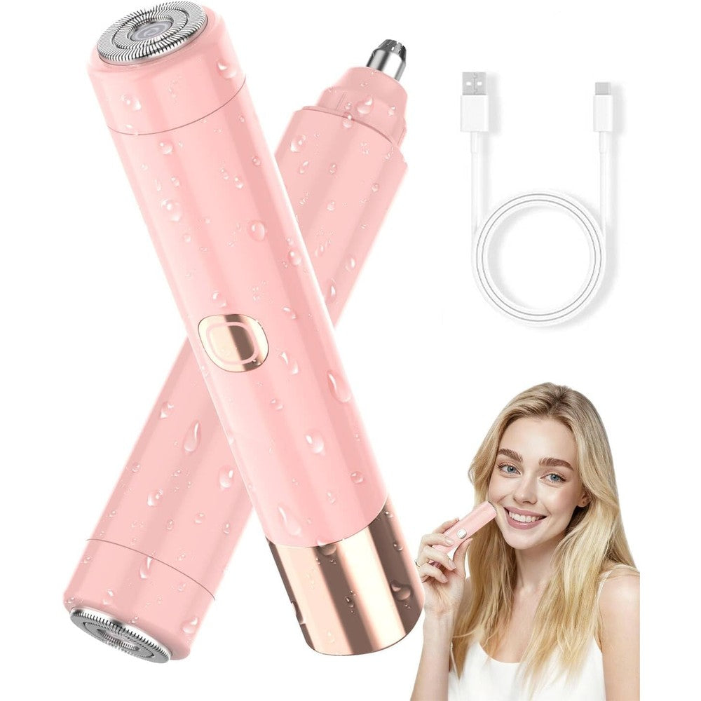 MACVL5 2 in 1 facial hair remover front view showing pink cordless design