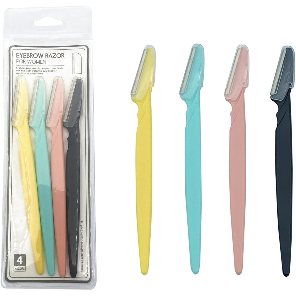 Szeyuen eyebrow razor four piece pack front view showing colorful facial trimmers